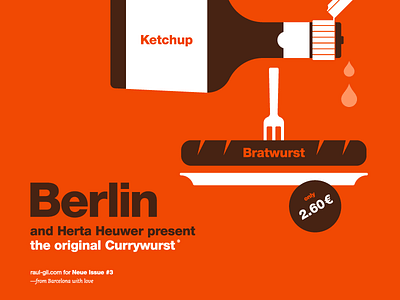 Currywurst berlin icon illustration orange poster typography vector