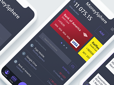 Moneysphere app bank card cards design finance mobile money phone ui ux wallet