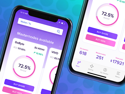 Cryptocurrency Masternodes App UI