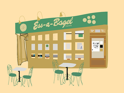 Ess-a-Bagel artist bagels bakery buildings colour design designer illustration illustrator new york new york city print type