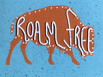 Roam free bison colour design designer details draw illustration studio texture typography