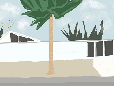 White building building color design designer house illustration outdoors palm tree studio