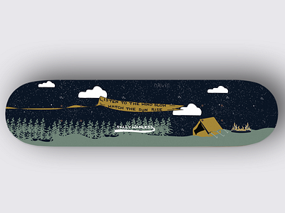 Custom skateboard adventure colour deck design designer fleetwoodmac illustration illustrator outdoors quote skateboard skateboarding studio