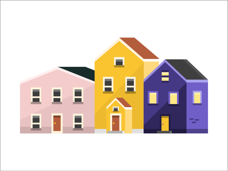 Pastel houses by Aleksandra Boldak on Dribbble