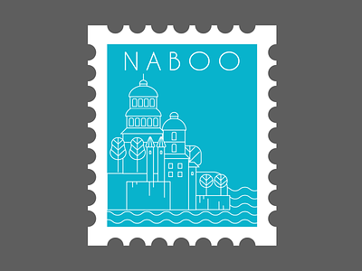 NABOO 2d adobe illustrator design flat illustration landscape naboo post stamp star wars vector weekly warm up