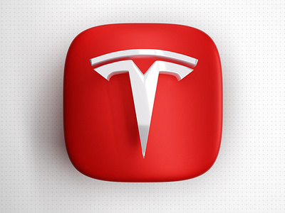 Tesla White 3D Icon