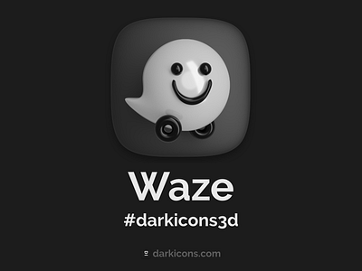 Dark Waze Icon darkicons3d darkmode download free icon waze