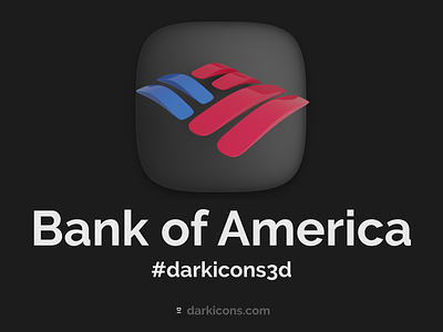 Bank of America 3D Icon 3d 3dicon bank bankofamerica darkicons3d darkmode icon mobile