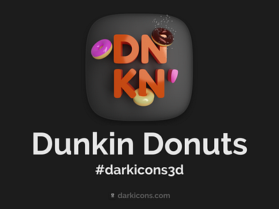 Dunkin Donuts 3D Icon 3d 3dicon darkicons3d darkmode dunkin donuts icon mobile mobile app