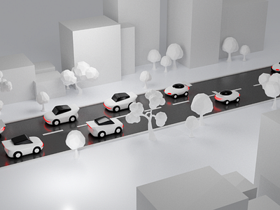 City of the future 3d blender car city clean mini white