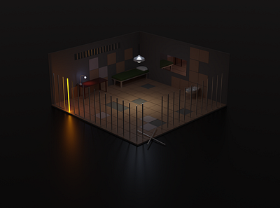 Isometric Prison 3d blender isometric