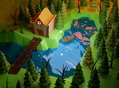 Moment 3d blender lowpoly nature polygon