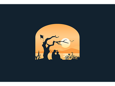 Sunset With Son adobe art flat illustrator minimal sunset vector