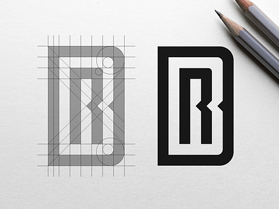 R+B+D Logo Concept Grid bold brand grid identity inspiration logo monogram