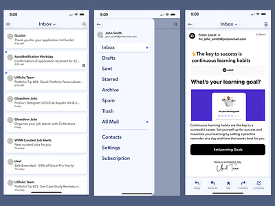 Protonmail Mobile UI Concept mobile app product design ui ux ux design