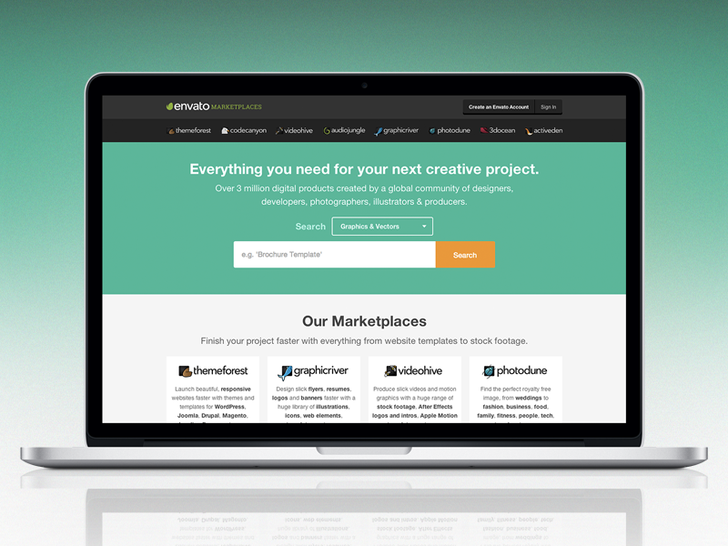 Envato Marketplaces homepage hub envato marketplaces web
