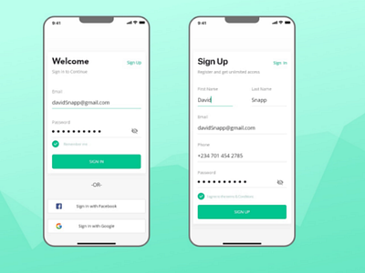 Sign in and sign up mobile app ui design by daniel njotea on Dribbble