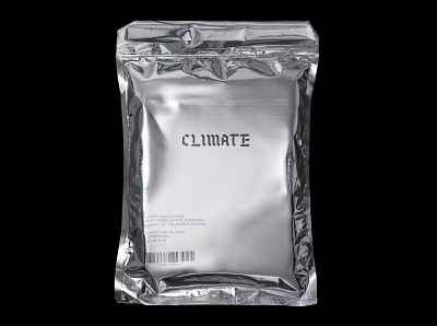Climate stationary packaging bag branding brutalism brutalist design logo packaging silver silver foil stationary typography