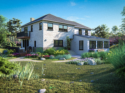 A nice house in the suburbs. 3d architecturalvisualization architecture archviz landscaping lumion sketchup
