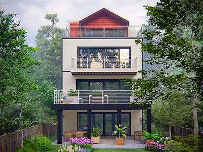Back facade design for house. 3d architecturalvisualization architecture archviz lumion sketchup