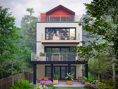 Back facade design for house. 3d architecturalvisualization architecture archviz lumion sketchup