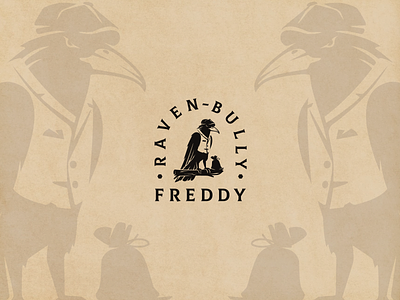 RAVEN-BULLY FREDDY illustration logo raven