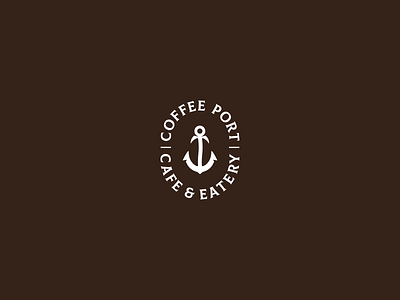 Coffee port anchor cafe coffee coffee bean eatery logo negative space