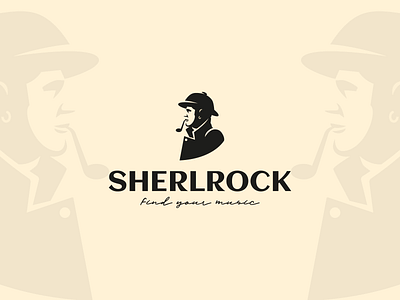 SHERLROCK character design find illustration logo music note pipe rock search shop store vector