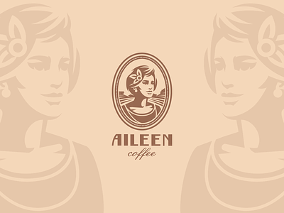 AILEEN character coffee design emblem illustration logo vintage