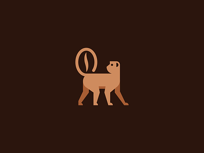 monkey & coffee animal bean coffee geometric design logo mark monkey negative space simple