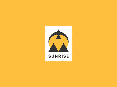 SUNRISE bird geometric design logo mountains nature simple stamp sun