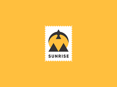 SUNRISE bird geometric design logo mountains nature simple stamp sun