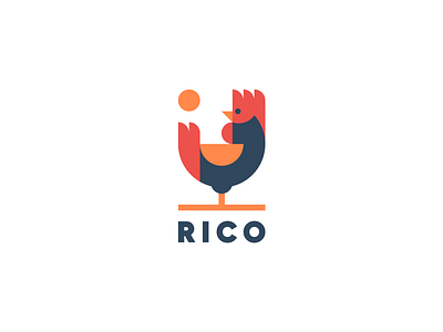 RICO animal farm geometric design logo rooster simple