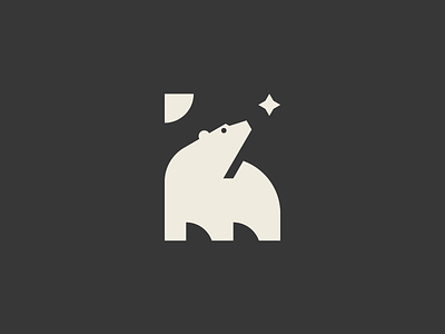 BEAR & STAR animal bear geometric design logo polar simple star white