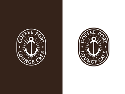 COFFEE PORT anchor bean branding cafe coffee logo negative space vector
