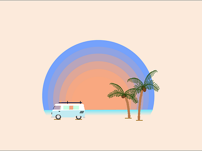 Sunsets beach illustration illustrator sunsets van life