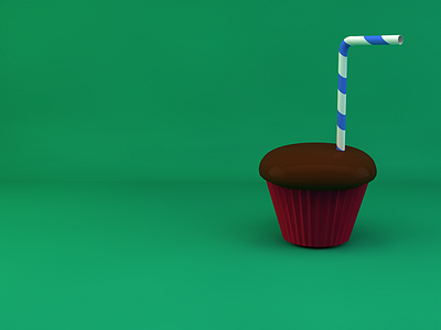 Just 'Sipping a Cupcake 3d cinema4d cupcake first try party straw