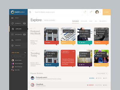 Explore page for Emory Bubble app application catalog college education emory explore flat grid responsive university