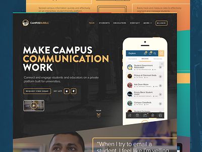 New CB landing page bubble campus college landing marketing mobile university