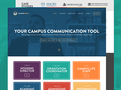 CB Educators page bubble campus college educators landing marketing university