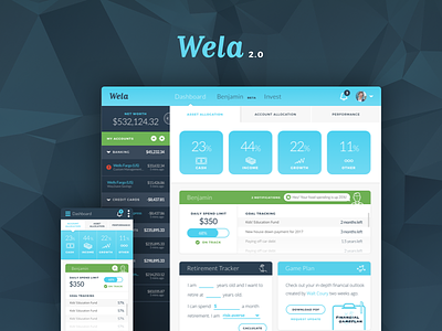 Wela 2.0 Redesign admin advisor dashboard financial investing mobile responsive wela
