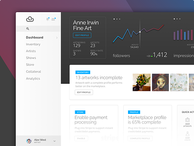 Artcloud redesign preview analytics art dashboard interface layout profile responsive service ui