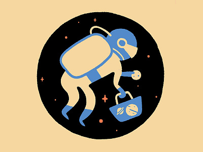 Space Shopping astronaut illustration planets shopping space