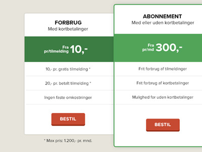 Nemtilmeld price product table