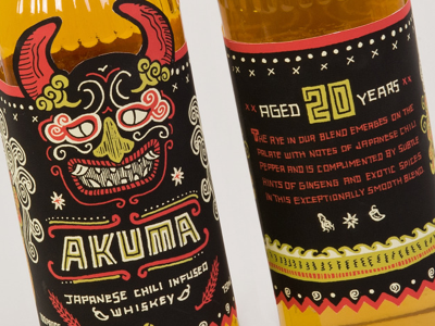 Akuma Whiskey illustration packaging