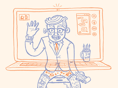 Fake It Till You Make It handdrawn illustration interview video chat