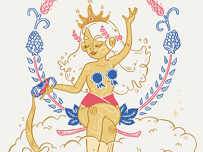 Princess PBR beer handdrawn illustration pabst princess