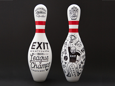 Exit Skateshop Bowling Trophy bowling bowling pin hand handdrawn illustration lettering paint trophy vans