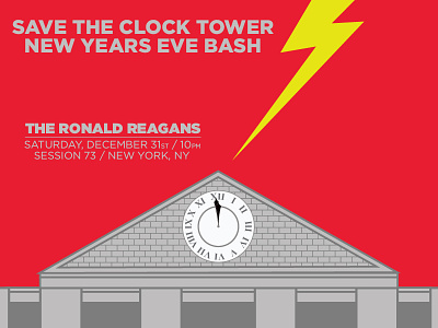 Save the Clock Tower: New Years Eve Bash 80s back to the future band gig illustration poster