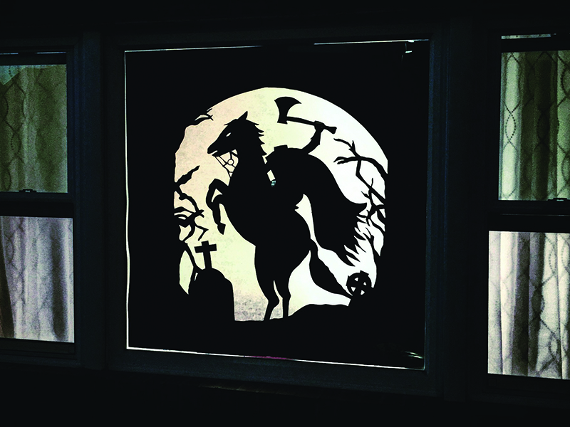 Headless Horseman Hand Drawn And Cut Window Decoration By Jd